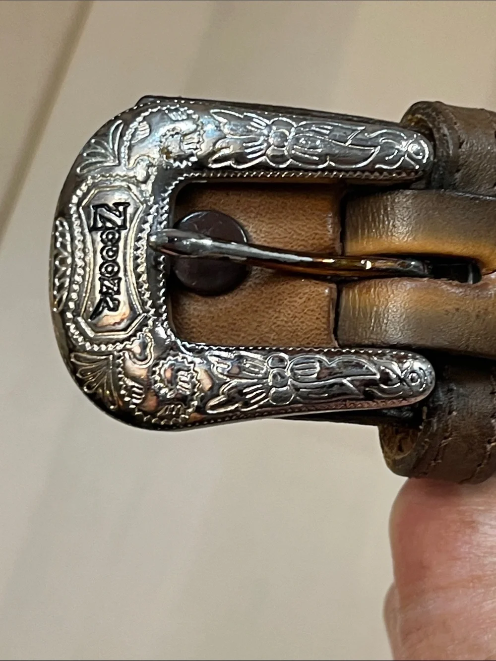 Nocona Brown Leather Western Belt w/ Silver Tone Hardware Men’s Size 40